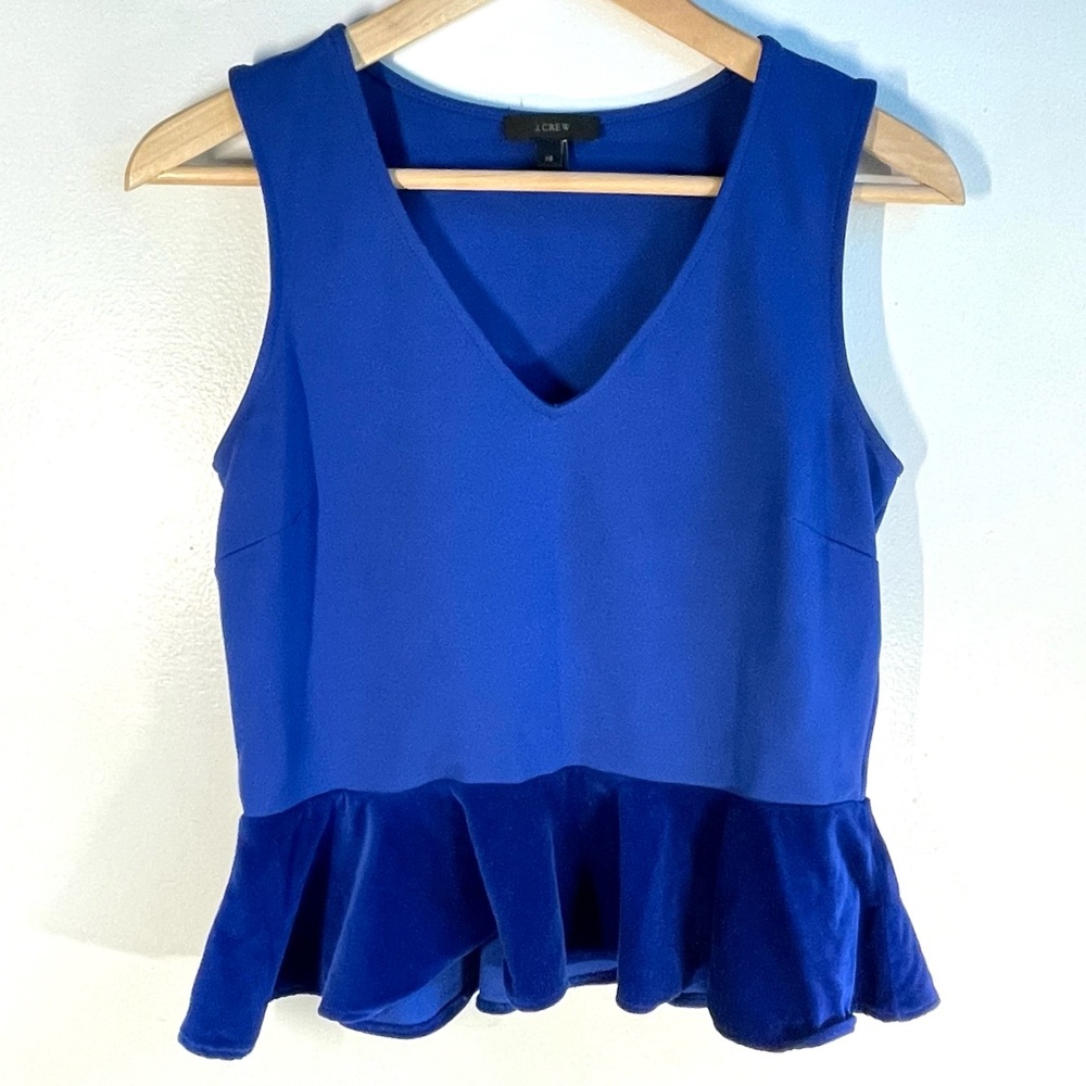 J. Crew Royal Blue V-Neck Peplum Blouse